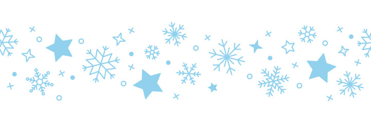 Snowflake seamless pattern. Snow, snowflake Christmas pattern. Snowflake border for greeting card. Vector