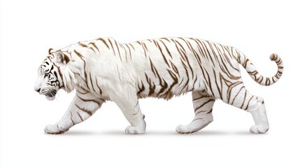 Obraz premium White tiger walking on white background