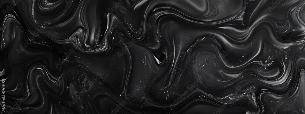 Poster Abstract black and gray swirling patterns resembling liquid marble.