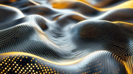 Abstract Wavy Background with Golden Dots