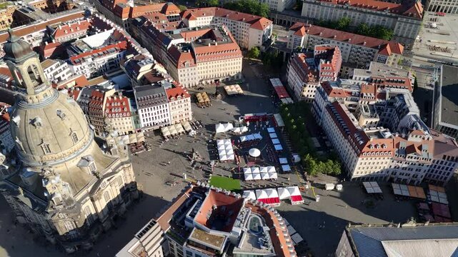 Aerial view of Neumarkt (New Market), a historic square in Dresden, Germany
