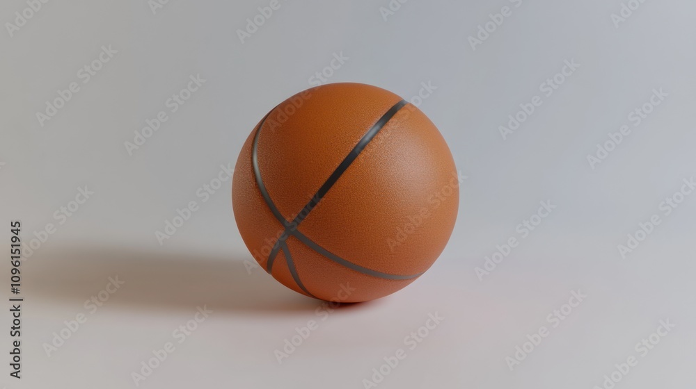Poster A realistic basketball on a smooth surface, emphasizing its texture and design.