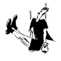 illustration personne, athlète, homme, femme, pratiquant activité sportive, représenté par lignes et traits noir pour utilisations diverses