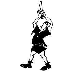 illustration personne, athlète, homme, femme, pratiquant activité sportive, représenté par lignes et traits noir pour utilisations diverses