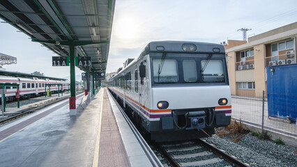Naklejka premium Train at a Station Platform