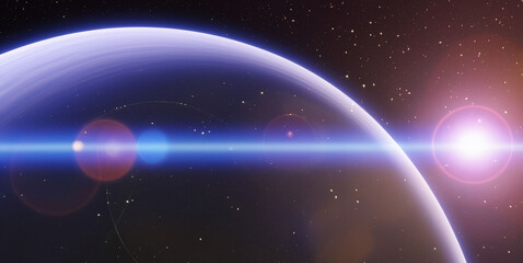 planets Earth Mars in solar system galaxy nebula with stars on night sky abstract futuristic background texture web template design creativity concept 