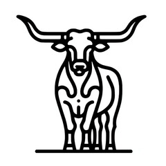 Fototapeta premium Line art illustration of a texas longhorn cow vector element design