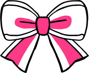 Elegant Vector Pink and White Bow Illustration for Fashion and Decor