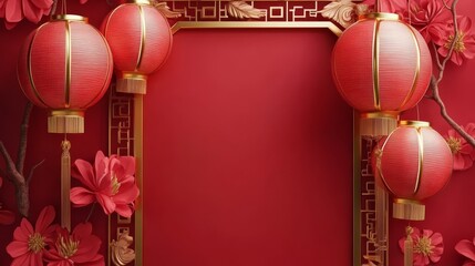 A red wall with gold trim and a frame