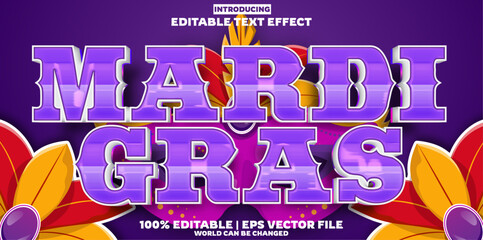 Mardi Gras editable text effect in modern trend style © Dhm