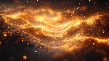 Blurry Golden Lights on Dark Background with Ample Copy Space for High-End Branding Projects