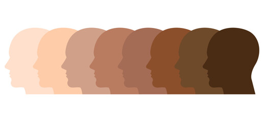 Gradient of diverse skin tones in silhouette profiles