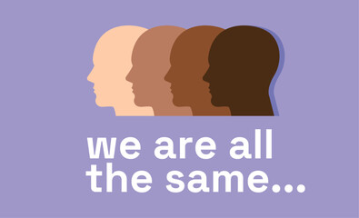 Illustration Promoting Equality with Diverse Silhouettes and Message of Unity