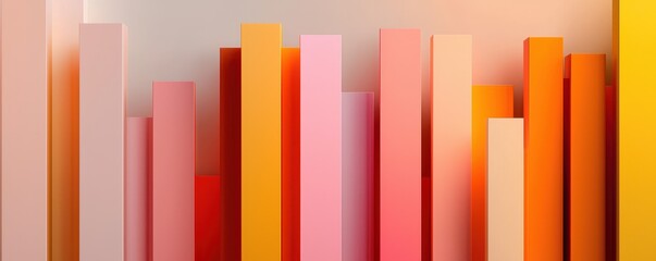 Obraz premium Abstract vertical bars in varying shades of pink and orange create a vibrant, modern aesthetic, evoking warmth and creativity.