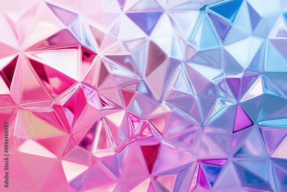 Poster pastel-colored ice crystals forming geometric patterns on a frosted window.