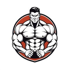 Muscle logo design for fitness forum or blog
 isolated on white background 