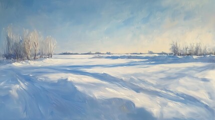 Verschneite Landschaft im zarten Sonnenlicht