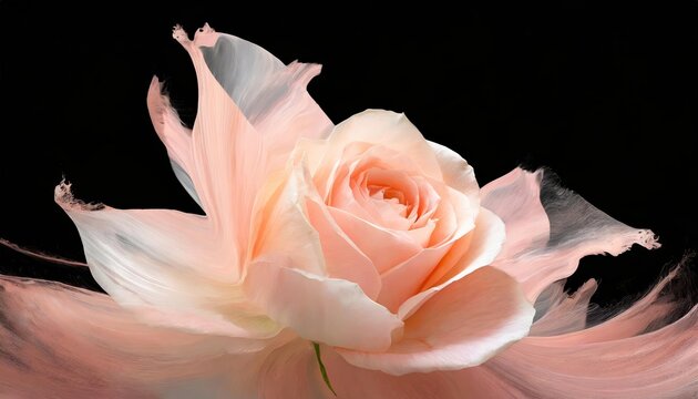 Abstract futuristic design featuring pastel peach and rose pink hues blended into a dynamic texture. The artwork combines soft gradients and intricate patterns on a transparent background,