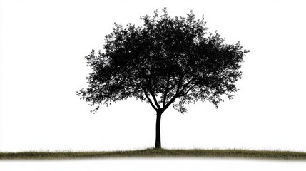 Fototapeta premium Solitary Tree Silhouette Against a Pristine Sky