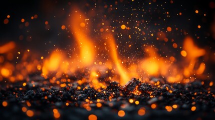 Smoke cloud from burnt wood fire. Dust of lights. Spooky dark magic haze. Panoramic view of the abstract fog.