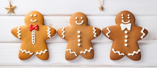 Gingerbread cookies in festive shapes for holiday gifting on a rustic wooden surface perfect for seasonal celebrations and baking enthusiasts