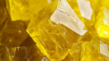 Yellow crystal texture with fractured glass