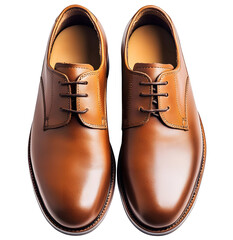 Brown leather shoes on isolated background.