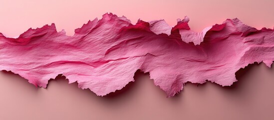 Obraz premium Textured magenta paper with a ripped edge on a soft pink background creating a layered abstract design perfect for creative projects.