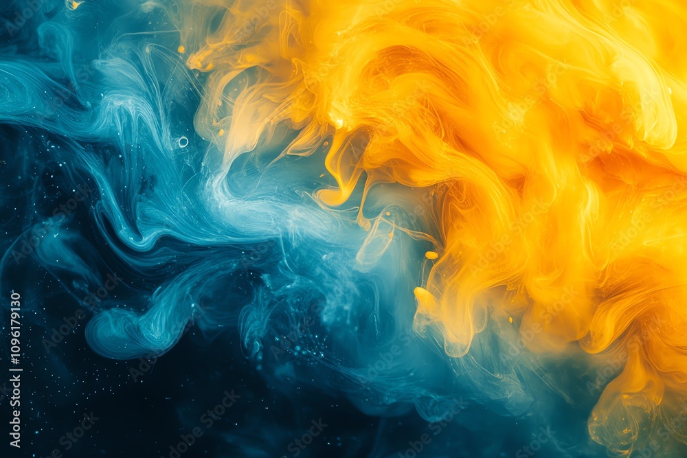 Poster A vibrant swirl of blue and yellow colors creating an abstract, dynamic composition.