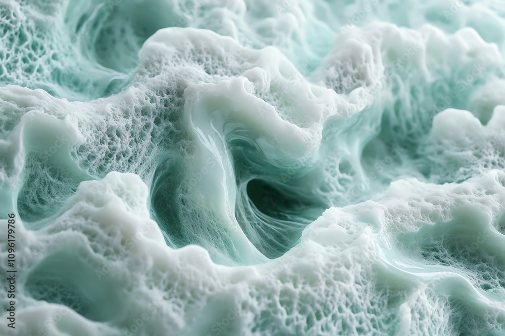 Aufkleber close-up of textured ocean waves in soft turquoise hues, evoking a sense of calm.