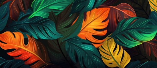 Tropical foliage pattern with vibrant leaves for creative backgrounds and design inspiration