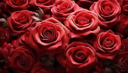 Naklejka premium Beautiful vivid red roses close up background
