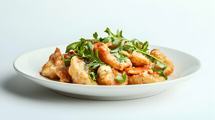 Fototapeta premium Crispy appetizer on a white plate isolated against a white background