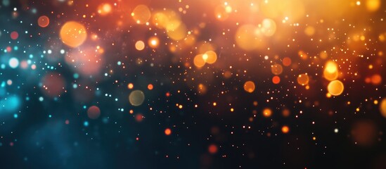Fototapeta premium Abstract bokeh lights in warm hues creating a festive atmosphere with a blurred black background for vibrant textures and overlays.