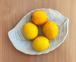 Yellow lemons on the table