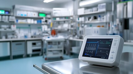 Blood pressure monitor display showing a stable reading on a digital screen, emphasizing the importance of regular health monitoring and preventive care in maintaining well-being.
