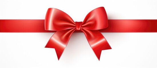 Elegant shiny red ribbon with a bow displayed on a clean white background for festive and decorative purposes.