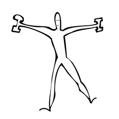 illustration de personne, homme et femme pratiquant activité de fitness, silhouette noire