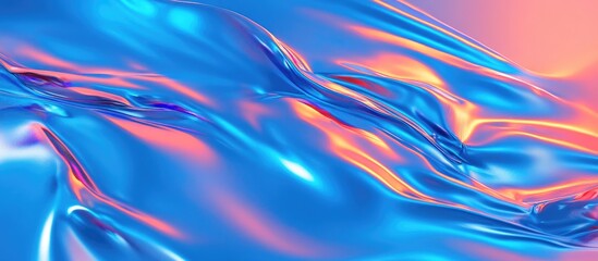 Obraz premium Vibrant abstract background with flowing blue hues and luminous bokeh highlights creating a dynamic visual experience