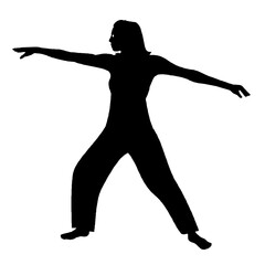 illustration de personne, homme et femme pratiquant activité de fitness, silhouette noire