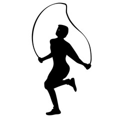 illustration de personne, homme et femme pratiquant activité de fitness, silhouette noire