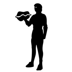 illustration de personne, homme et femme pratiquant activité de fitness, silhouette noire