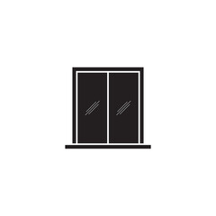 A sleek black striped window icon, ideal for architectural, interior design, and real estate projects, featuring a minimalist and modern style
