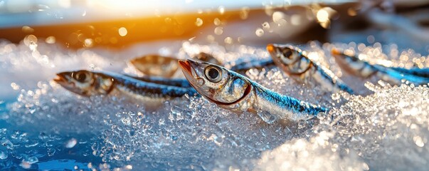A dynamic close-up of fish swimming in water, showcasing their shimmering scales and lively movement.