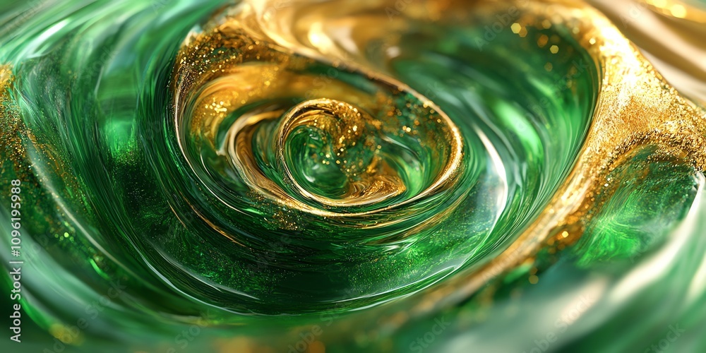 Aufkleber a swirling blend of green and gold textures creating a mesmerizing abstract design.