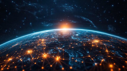 Obraz premium Global Network, Connected World