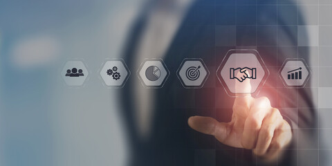 Business ecosystems and partnerships concept. Business collaboration strategies. The value of...