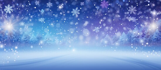 Obraz premium Winter wonderland backdrop with sparkling snowflakes and a magical blue night sky for festive New Year and Christmas celebrations