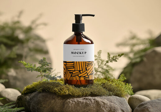Realistic Liquid Soap, Shampoo, and Skincare Dispenser Bottle Mockup &ndash; AI-Generated Design for Cosmetics, Hygiene, and Personal Care Branding