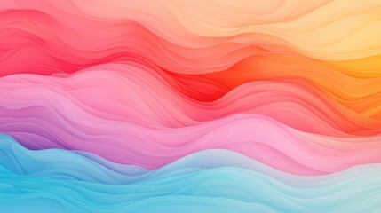 Fototapeta premium Vibrant Abstract Waves with Soft Fluid Colors Transitioning from Red to Pink to Blue, Creating a Dreamy and Serene Background for Creative Projects